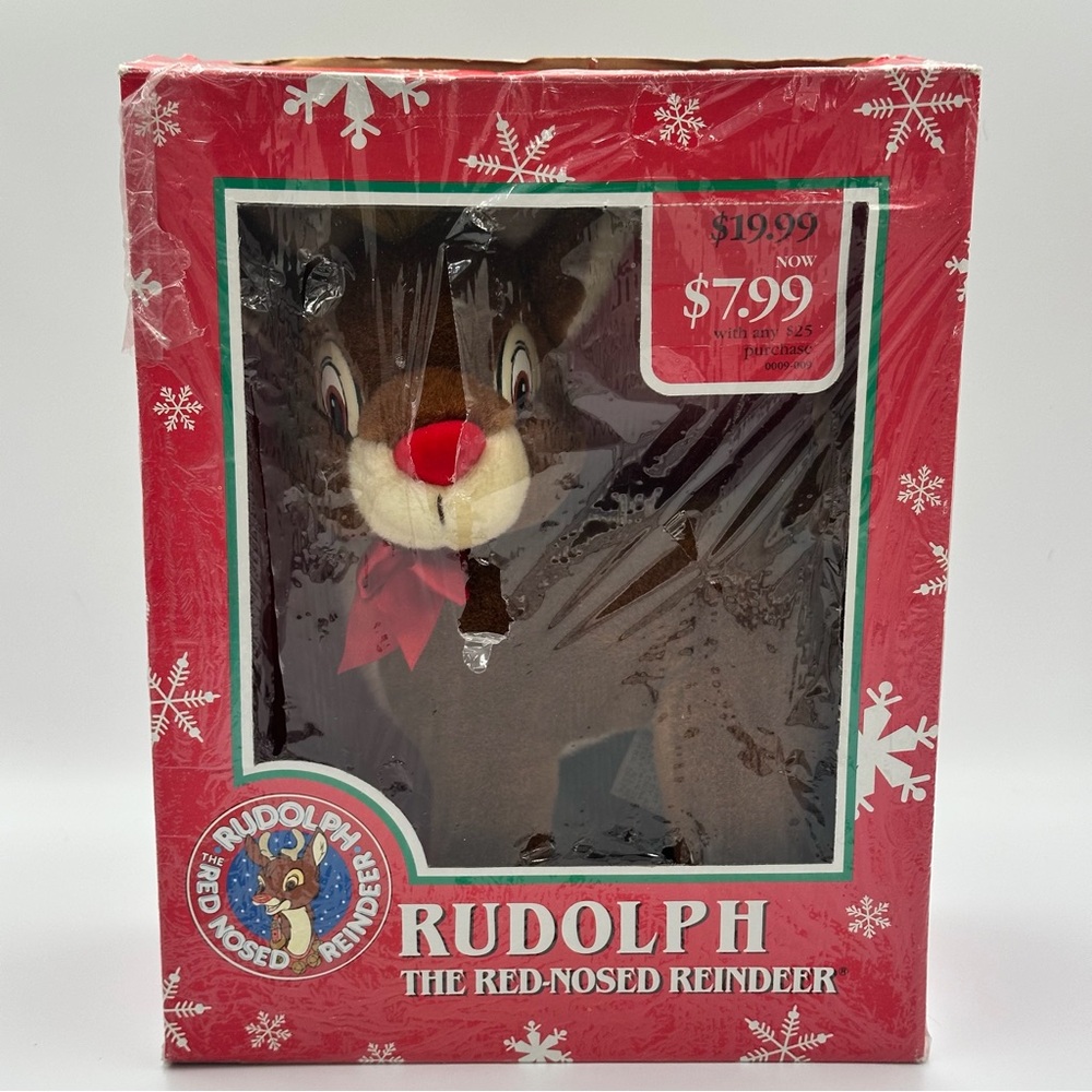 Applause Rudolph The Red Nosed Reindeer Plush Christmas 10in Damaged Box Vintage - Picture 1 of 11